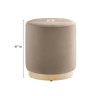 Modway - Tilden Velours rond de performance de 16" Rembourré Ottoman - Taupe Natural-Tissu résistant aux taches