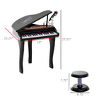 Qaba - Mini piano jouet pour tout-petits à 37 touches avec microphone, tabouret, lumières - noir-Comprend 8 rythmes tels que slow rock, disco et blues 