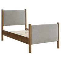 Modway - Maven Taille jumelle Tissu tapis Lit de plateforme, Noyer de blé-Cadre de lit en bois