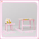 Qaba - Ensemble table et chaises pour enfants, table et 2 chaises avec motif animal, mobilier d’activité pour enfants - rose-Bords arrondis pour un jeu en toute sécurité  
