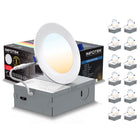 ShoppingAll - Impotek Lumière de plafond encastrée LED 4” 5 CCT avec boîte de jonction - 2700K/3000K/3500K/4000K/5000K - Dimmable IC Classé ETL Étoile d’Énergie 9W 800LM - RCL1-9W4IN (Paquet de 12)-Luminosité exceptionnelle et gradation réglable - Illuminez votre espace avec le summum de la technologie LED. Notre lumière de plafond encastrée offre des lumens supérieurs pour une luminosité inégalée tout en maintenant une efficacité énergétique de seulement 9 watts pour 800 lumens. Profitez d’une gradation fl