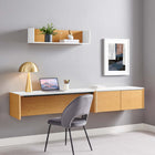 Modway - Kinetic Support mural de 49" Bureau avec armoire et tablette - White Natural-Assemblée requise