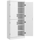 HOMCOM - Armoire de cuisine 6 niveaux avec 4 portes - blanc-2 armoires à double porte avec 6 niveaux d'étagères, pour l'exposition et le rangement de boîtes alimentaires, vaisselle, accessoires de salle de bain, livres, etc. 