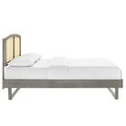 Modway - Sierra Canne et bois Lit plateforme Queen avec pieds angulaires, Gris-Construction en bois, MDF et placage