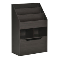 HOMCOM - Bibliothèque pour enfants avec tiroir - brun-Bibliothèque à trois niveaux, deux cubes de rangement et un tiroir – idéal pour ranger vêtements, livres et jouets
