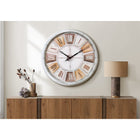Monarch Specialties - 9036 Surdimensionné Grand Horloge Murale Rond de 30" - Blanc Antique, Naturel-Conçu pour être facile à lire sous tous les angles, le grand cadran à chiffres romains et le mouvement à quartz sans tic-tac garantissent une mesure précise du temps sans distraction, ce qui en fait un complément idéal pour les espaces intérieurs