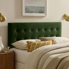 Modway - Emily Velours de performance résistant aux taches Tête de lit Queen size, Vert mousse-Cadre en mélange de bois