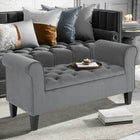 HOMCOM - Banc ottoman de rangement rembourré avec accoudoirs - gris-Le tissu effet velours procure un confort et une détente exceptionnels 