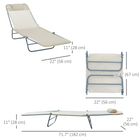Outsunny - Chaise longue d’extérieur - chaise pliante inclinable réglable - beige-Fabriqué en matériaux en maille résistants aux UV avec une structure en acier enduit de poudre