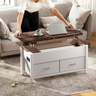 HOMCOM - Table basse relevable avec rangement et station de charge - blanc et brun rustique-Le style moderne complète parfaitement toute décoration intérieure