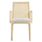 Modway - Monarch Bois et rotin Fauteuil à manger - Ivoire blanc ancien tissé naturel à bruyère-8
