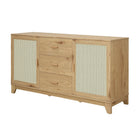 Manhattan Comfort - Buffet moderne mi-siècle Sheridan 150 cm avec rangement - Finition Nature-Pieds surélevés encadrés en bois massif pour la mode et la durabilité