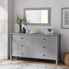 Modway - Emmeline 6 tiroirs festonnés Commode, Gris clair-Glissières de plancher sans marquage