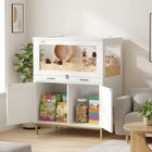 PawHut - Cage pour hamster avec armoire de rangement, cage pour cochon d’Inde avec bac-Un plateau inférieur coulissant rend le nettoyage quotidien rapide et extrêmement facile 
