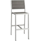Modway - Shore Terrasse extérieure Aluminium Tabouret sans bras - Gris argenté - Ensemble de 2-Appuie-pieds solide