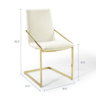 Modway - Pitch Performance Velvet Fauteuil à manger - Ivoire d’or-Cadre géométrique