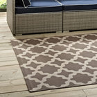 Modway - Cerelia Treillis marocains intérieurs et extérieurs Tapis de comédie 8 pi l x 10 pi L - Beige clair et beige foncé-Dessous en caoutchouc de prise