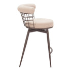 Zuo - Saku Swivel Tabouret de comptoir - Beige/Brun-Dimensions: 20,5 po L x 24,4 po L x 35,2 po H