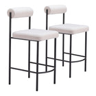 Zuo - Livorno Tabouret de comptoir - Ivory - Ensemble de 2-Repose-pieds ergonomique et confortable