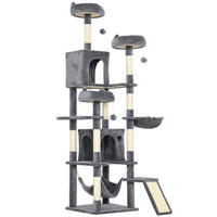 PawHut - Arbre à chat, grande tour 76 po avec poteaux à griffer - gris foncé-Cette tour à plusieurs niveaux de 75,6 po (192 cm) répond aux instincts naturels de grimpe de votre chat 