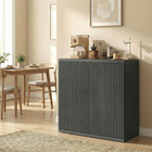 HOMCOM - Buffet strié 30,7 po avec porte à ouverture par pression - noir gris vieilli-Les portes cannelées et le système d'ouverture par pression assurent un look épuré