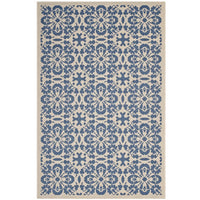 Modway - Ariana Treillis floraux vintage à l’intérieur et à l’extérieur Tapis de 5 pi l x 8 pi L - Bleu et beige-Tapis vintage à treillis floraux