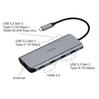 Targus - Station d'accueil mobile multiport USB-C Alt. à double écran 4K HDMI avec passage EPR 140 W-La double vidéo étendue est disponible uniquement pour les appareils MST. Les appareils non MST, tels que les Mac ou les iPad, ne peuvent que refléter l'image