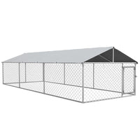 PawHut - Chenil pour chien d’extérieur 19,7 pi L x 7,5 pi l x 4,9 pi H avec housse imperméable-Le toit résistant à l'eau et aux UV garde les animaux au frais et les protège de la pluie 