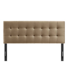 Modway - Lily Velours de performance résistant aux taches Tête de lit Queen size, Taupe-Construction rembourrée