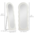 HOMCOM - Miroir irrégulier ondulé avec cadre - 23,6 po l x 63 po h - blanc-Verre haute définition offrant des reflets nets et clairs 