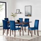 Modway - Prosper 7 pièces Velours rembourré Ensemble à manger - Cappuccino Navy-Style élégant du milieu du siècle