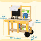 Qaba - Cuisine boue pour enfants d’extérieur avec roues, évier, cuisinière, robinet, étagère de rangement - jaune-Livrée avec 15 accessoires, dont des casseroles en acier inoxydable pour jouer immédiatement  
