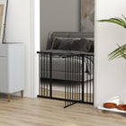 PawHut - Barrière de Sécurité pour Chien Pression Métal Clôture 29,9'' H - Noir-Installation par pression pour une mise en place sans effort
