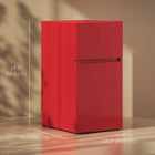 HOMCOM - Mini-réfrigérateur 3,2 pi³ avec congélateur et portes réversibles - rouge-Dispose de 2 étagères ajustables, d’un bac à légumes et de balconnets de porte 