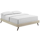 Modway - Loryn Tissu Cadre de lit queen avec pieds ronds et écartés, Beige-Dix lattes de support en bois 