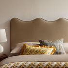 Modway - Athena Velours de performance résistant aux taches Tête de lit Queen size, Taupe-Cadre en mélange de bois