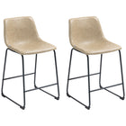 HOMCOM - Tabourets de bar hauteur comptoir avec dossier - beige - paquet de 2-Design classique en cuir PU vieilli 
