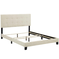 Modway - Amira Tissu rembourré Lit Queen, Beige-Cadre de lit à plateforme avec tête de lit