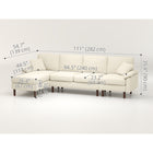 HOMCOM - Canapé sectionnel modulable avec chaise longue - blanc crème-Le coussin d'assise avec un paquet de ressorts et une mousse haute densité à l'intérieur offre un confort d'enfoncement 