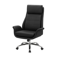 Monarch Specialties - 7253 Chaise de Bureau Ergonomique Aspect Cuir - Noir-Ce fauteuil de bureau rembourré présente un dossier haut offrant un soutien optimal, un rembourrage en mousse et une finition en similicuir noir lisse pour un confort maximal lors de longues heures de travail à votre bureau
