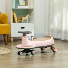 Qaba - Voiture à bascule pour enfants, sans piles avec corde de traction parentale, musique - rose-16 mélodies musicales et lumières colorées incluses 