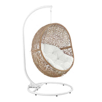 Modway - Encase Terrasse extérieure Rotin Chaise à balançoire - Blanc cappuccino-Fauteuil à balançoire extérieur moderne