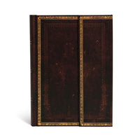 Paperblanks - Collection Reliure à l'Ancienne Carnet à Courverture Rigide Avec Rabat Midi Ligné - Noir Marocain-144 pages, 21 lignes par page