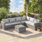 Outsunny - Canapé modulaire d'extérieur extra large et profond de 25,6 po de 7 pièces, gris clair-Sièges extra larges et profonds de 25,6 po avec accoudoirs larges pour une assise spacieuse