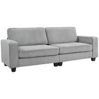 HOMCOM - Canapé 3 places avec coussin à ressorts et porte-gobelet pour chambre - gris clair-Les coussins d'assise à ressorts avec mousse haute densité gardent leur forme dans le temps 