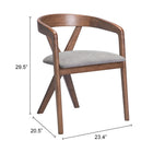Zuo - Cairo Chaise de salle à manger - Gris tourterelle/Noyer-Garantie limitée de 3 ans