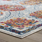 Modway - Entourage Treillis marocain floraux vieillis Kensie Tapis de comédie 8 pi l x 10 pi L - Ivoire Bleu Rouge Orange Jaune-Dessous en caoutchouc de prise
