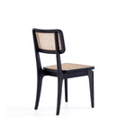 Manhattan Comfort - Lot de 4 chaises de salle à manger Giverny 46 cm style industriel chic - noir et cannage naturel-Dossier carré unique en rotin