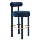 Modway - Toulouse Performance Velvet Tabouret de bar - Midnight Blue Gold-Tabouret de bar moderne