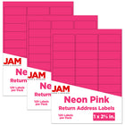 JAM Paper Étiquettes postales de couleur néon fluorescent, 1 x 2 5/8 po, rouge néon, 360 par paquet-Taille : 2,63 x 1 po